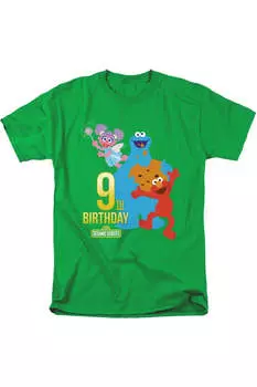 Футболка с коротким рукавом для взрослых «Улица Сезам» на 9-й день рождения Gildan, цвет kelly green
