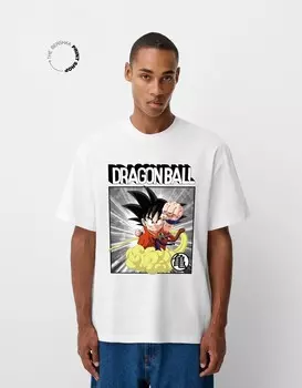 Футболка с коротким рукавом dragon ball Bershka, белый