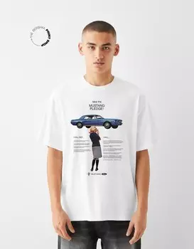 Футболка с коротким рукавом ford Bershka, белый