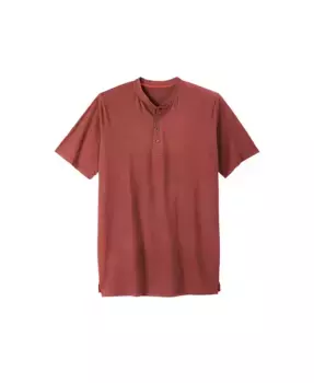 Футболка с коротким рукавом Henley удлиненного кроя Big & Tall by KingSize, плотная ткань Boulder Creek, красный