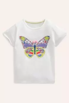 Футболка с коротким рукавом и аппликацией из 100% хлопка Boden, бежевый