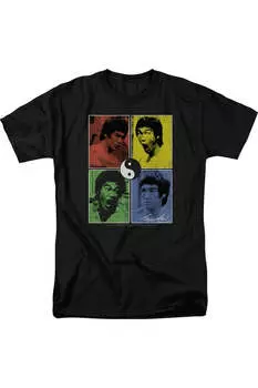 Футболка с коротким рукавом и цветными блоками для взрослых с изображением Брюса Ли Gildan, черный
