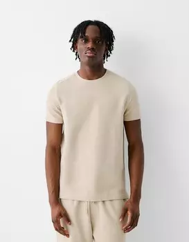 Футболка с коротким рукавом и фактурным рисунком Bershka, коричневый