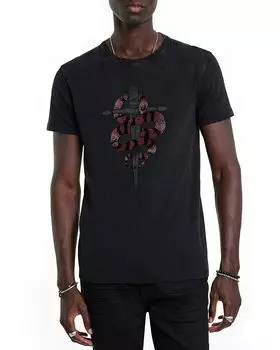 Футболка с коротким рукавом и графическим принтом Burnout John Varvatos, черный