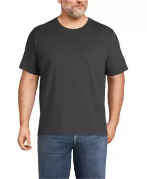 Футболка с коротким рукавом и карманом Big & Tall Super-T Lands' End, черный