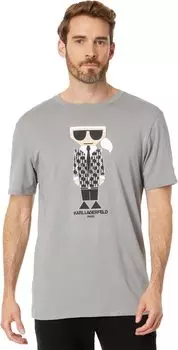 Футболка с коротким рукавом и коктейлем Карл в блейзере Karl Lagerfeld Paris, серый