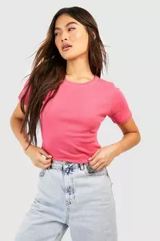 Футболка с коротким рукавом и круглым вырезом Boohoo, коралловый