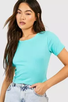 Футболка с коротким рукавом и круглым вырезом Boohoo, бирюзовый
