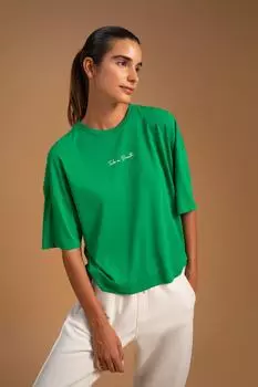 Футболка с коротким рукавом и круглым вырезом DeFacto, зеленый