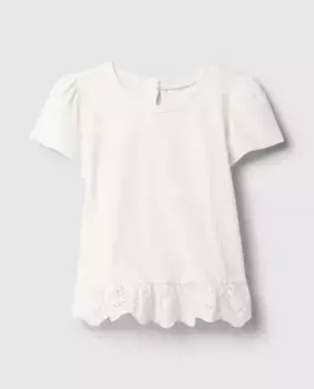 Футболка с коротким рукавом и круглым вырезом для девочек Gap, белый