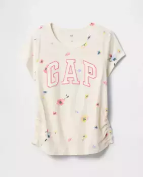 Футболка с коротким рукавом и круглым вырезом для девочек Gap, белый