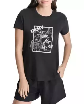 Футболка с коротким рукавом и круглым вырезом с принтом DKNY, черный