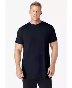 Футболка с коротким рукавом и круглым вырезом Big & Tall No Sweat удлиненного кроя KingSize, черный