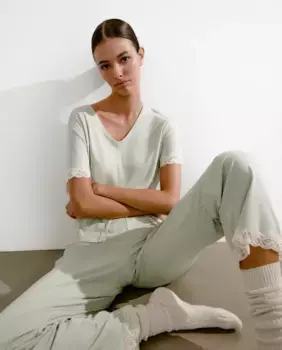 Футболка с коротким рукавом и кружевными деталями nfasis, цвет 582 Verde agua