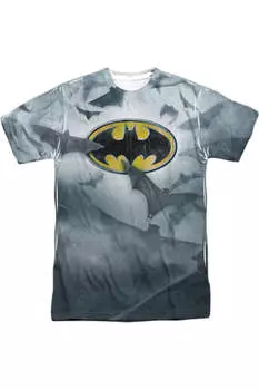 Футболка с коротким рукавом и логотипом Batman Bats для взрослых, 100% полиэстер Gildan, белый