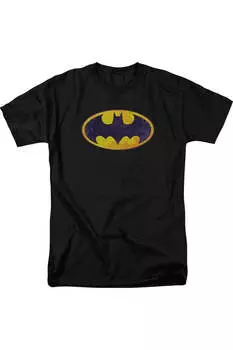 Футболка с коротким рукавом и логотипом Batman Bm Neon Distress для взрослых Gildan, черный