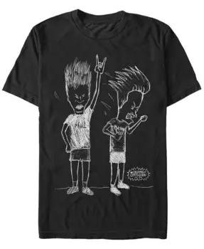 Футболка с коротким рукавом и логотипом Beavis and Butthead MTV для мужчин Rocking' Out Fifth Sun, черный