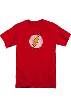 Футболка с коротким рукавом и логотипом DC Comics Flash Flash, состаренная, для взрослых Gildan, красный