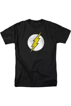 Футболка с коротким рукавом и логотипом DC Comics Flash Flash, состаренная, для взрослых Gildan, черный