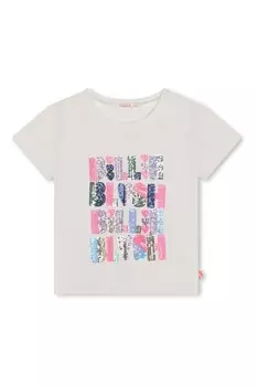 Футболка с коротким рукавом и логотипом из пайеток Billieblush, белый