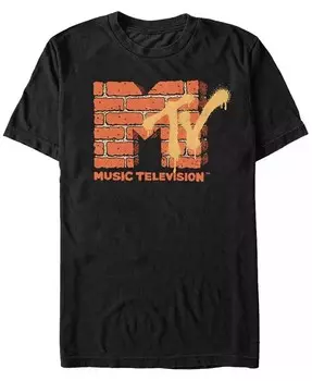 Футболка с коротким рукавом и логотипом MTV из желтого и оранжевого кирпича для мужчин Fifth Sun, черный
