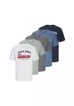 Футболка с коротким рукавом и логотипом упаковка 5 шт. Jack & Jones, синий