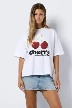 Футболка с коротким рукавом и надписью «Вишня» Noisy May, белый