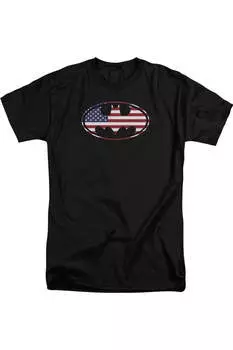 Футболка с коротким рукавом и принтом американского флага Бэтмена для взрослых Gildan, черный