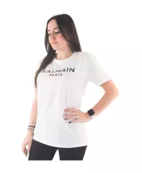 Футболка с коротким рукавом и принтом Balmain, белый