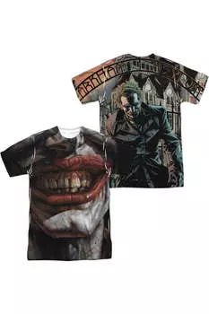 Футболка с коротким рукавом и принтом Batman Asylum (спереди/сзади) для взрослых из полиэстера Gildan, белый