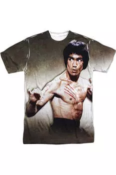 Футболка с коротким рукавом и принтом Брюса Ли, 100% полиэстер, для взрослых Gildan, белый
