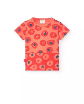 Футболка с коротким рукавом и принтом для девочки Boboli, красный
