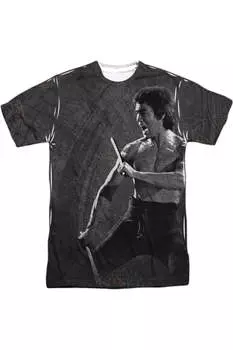 Футболка с коротким рукавом и принтом дракона Брюса Ли для взрослых, 100% полиэстер Gildan, белый