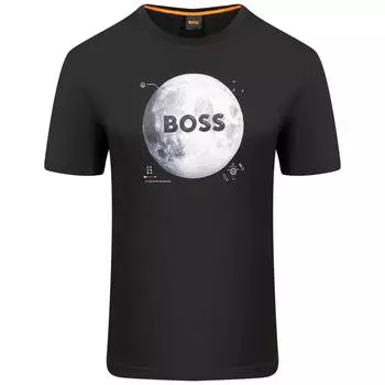 Футболка с коротким рукавом и принтом Hugo Boss Te Moon, мужская, черная