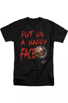 Футболка с коротким рукавом и принтом «Счастливое лицо Бэтмена» для взрослых Gildan, черный