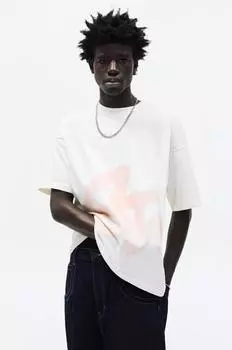 Футболка с коротким рукавом и принтом stwd Pull And Bear, белый