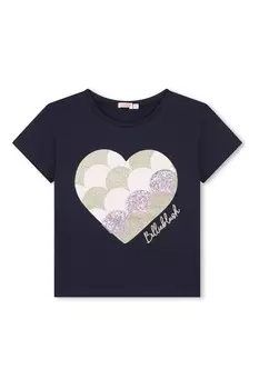 Футболка с коротким рукавом и принтом в виде блестящего сердца Billieblush, синий