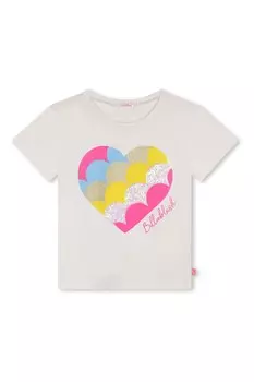 Футболка с коротким рукавом и принтом в виде блестящего сердца Billieblush, белый