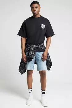 Футболка с коротким рукавом и принтом в виде сердца River Island, черный