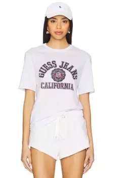 Футболка с коротким рукавом и принтом в обтяжку Guess Jeans, pure white