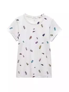 Футболка с коротким рукавом и принтом жука для женщин Rag & Bone, бежевая