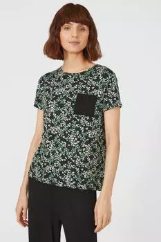 Футболка с коротким рукавом и простым карманом с принтом Ditsy Debenhams, синий