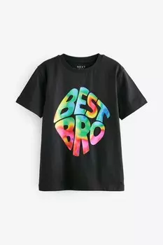 Футболка с коротким рукавом и рисунком (3–16 лет) Next, черный