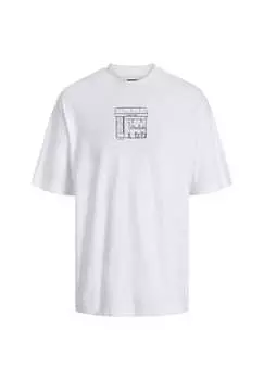 Футболка с коротким рукавом и рисунком-каракулем Jack & Jones, белый
