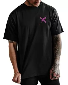 Футболка с коротким рукавом и розовым принтом Overnight Angels Crew, черный