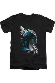 Футболка с коротким рукавом и V-образным вырезом для взрослых Batman Crazy Grin Gildan, черный