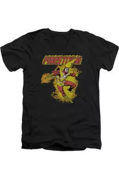 Футболка с коротким рукавом и V-образным вырезом для взрослых DC Comics Firestorm Gildan, черный