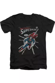 Футболка с коротким рукавом и V-образным вырезом для взрослых DC Comics Cover Me Gildan, черный