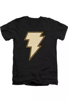 Футболка с коротким рукавом и V-образным вырезом для взрослых из хлопка премиум-класса с эмблемой на груди Black Adam Gildan