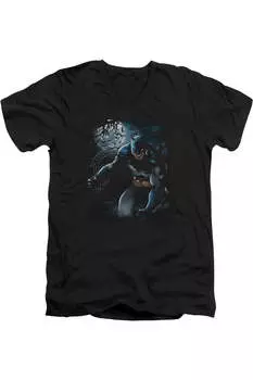 Футболка с коротким рукавом и V-образным вырезом для взрослых Batman Light Of The Moon Gildan, черный